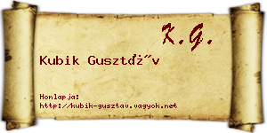 Kubik Gusztáv névjegykártya